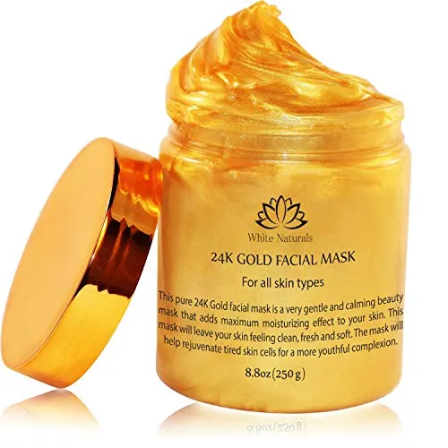 24K Gold Facial Mask — Rejuvenating Anti-Aging Face Mask — Face Mask For Flawless Skin — Reduces Fine Lines & Wrinkles — Clears Acne, Minimizes Pores — Moisturizes & Firms Up Your Skin By White Naturals