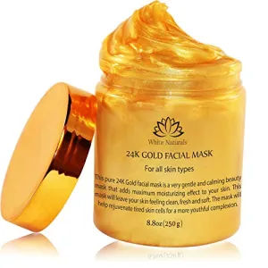 24K Gold Facial Mask — Rejuvenating Anti-Aging Face Mask — Face Mask For Flawless Skin — Reduces Fine Lines & Wrinkles — Clears Acne, Minimizes Pores — Moisturizes & Firms Up Your Skin By White Naturals