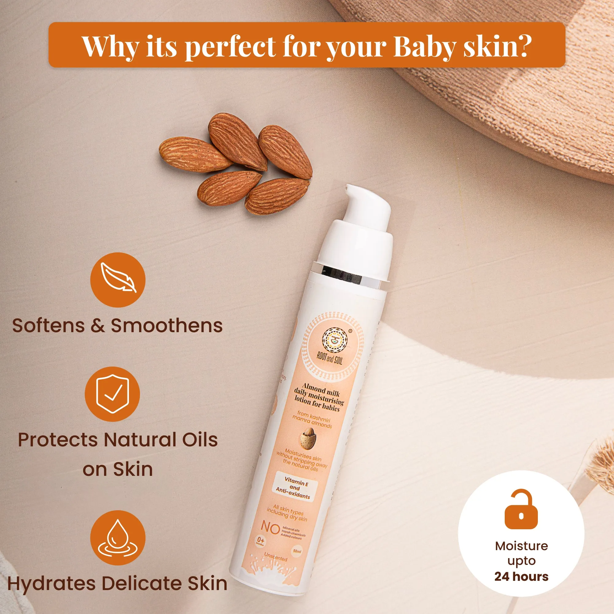 Almond Milk Daily Moisturizing Lotion for Babies | Prevents & Solves Dry Skin | 0  m | 50 ml