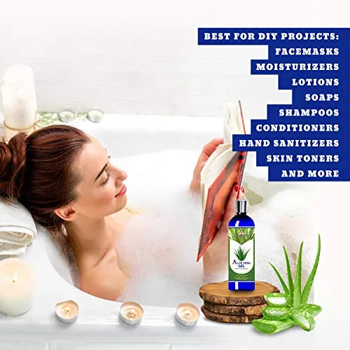 ANCIENT HEALTH REMEDIES Organic Unrefined Cold Pressed PURE ALOE GEL, Bulk Wholesale Beauty, Skin Care, Moisturizing DIY GEL For DYI Skin Products (INDIA) (16 oz)