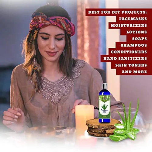 ANCIENT HEALTH REMEDIES Organic Unrefined Cold Pressed PURE ALOE GEL, Bulk Wholesale Beauty, Skin Care, Moisturizing DIY GEL For DYI Skin Products (INDIA) (16 oz)
