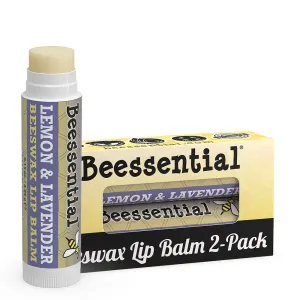 Beessential All Natural Lip Balm, Lemon Lavender, 2 Pack | For Dry and Chapped Lips, Great For Men, Women, and Children, Moisturizing Beeswax, Coconut, Shea and Cupuacu Butter