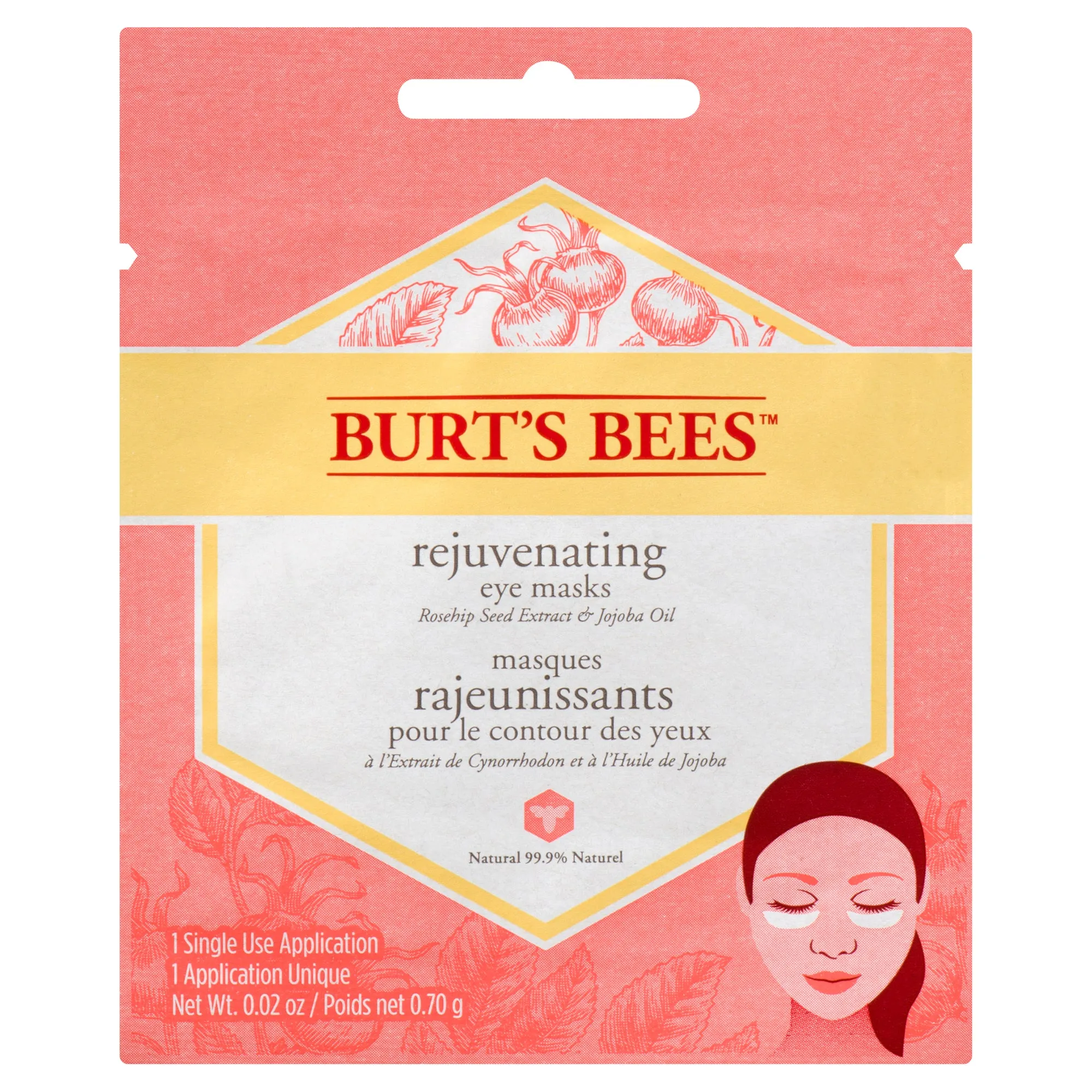 Burt's Bees Rejuvenating Rosehip Seed Extract and Jojoba Oil Eye Masks
