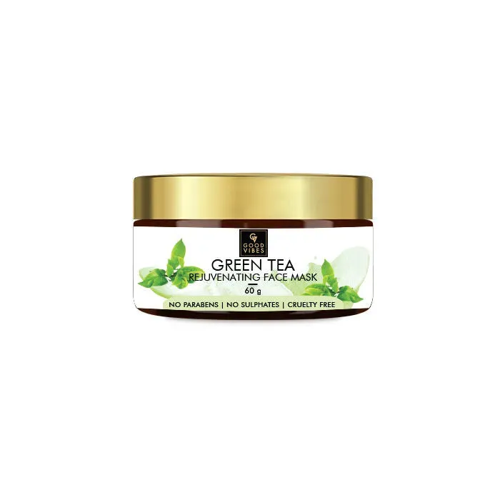 Good Vibes Green Tea Rejuvenating Face Mask | Moisturizing, Cleansing | No Parabens, No Sulphates, No Mineral Oil, No Animal Testing (60 gm)