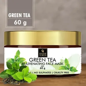 Good Vibes Green Tea Rejuvenating Face Mask | Moisturizing, Cleansing | No Parabens, No Sulphates, No Mineral Oil, No Animal Testing (60 gm)